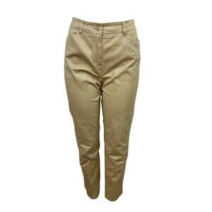 Jones New York Womens Beige High-Waist Straight-Leg Pants With Button Size 6